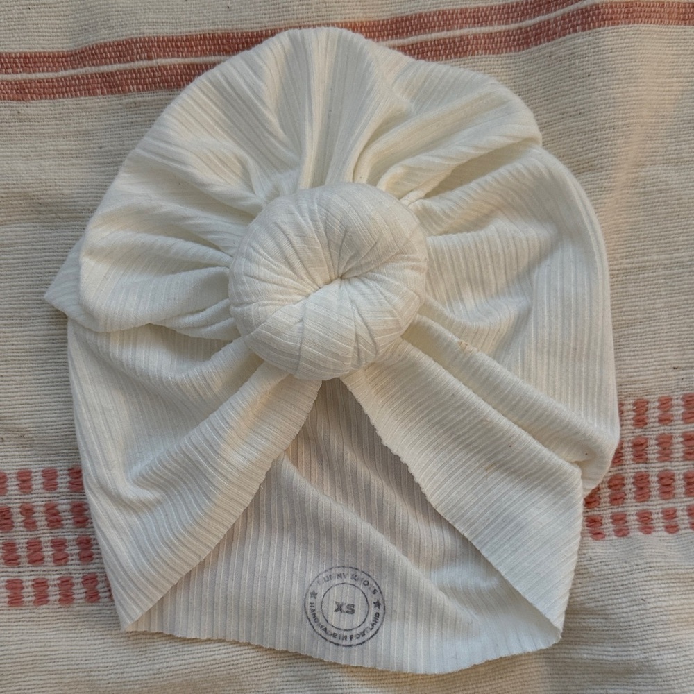 White Knotted Baby Turban